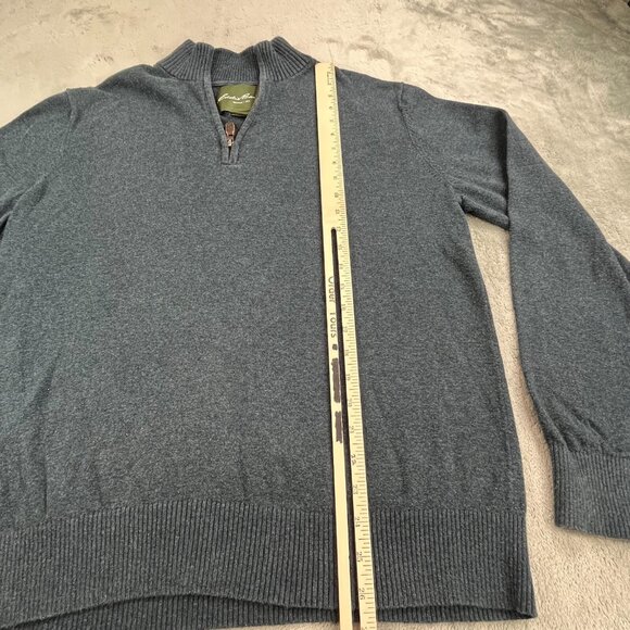 Eddie Bauer Sweater Mens Large Blue 1/4 Zip Mock Neck Cotton Cashmere Knit - Picture 7 of 9